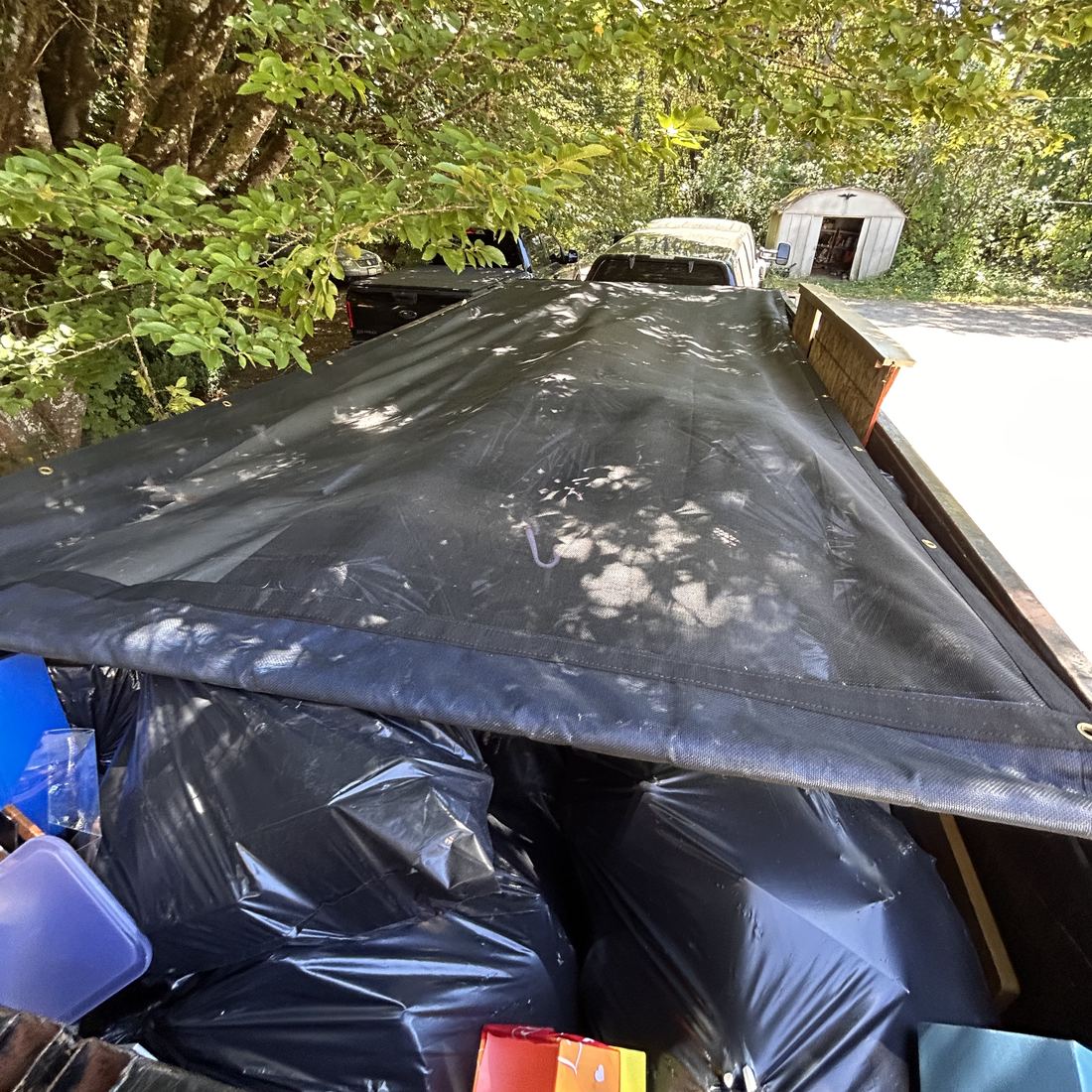 Tarped and strapped load ready to haul